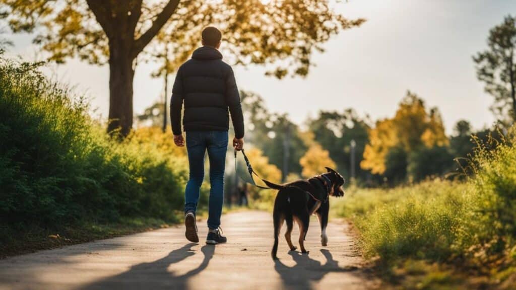 leash training a rescue dog