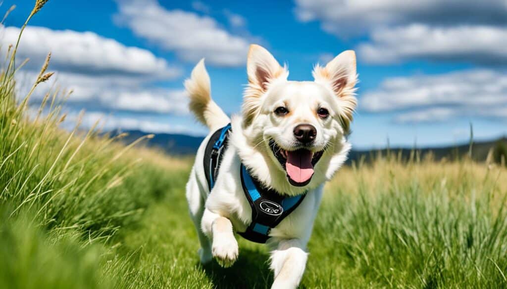 A dog running without a leash