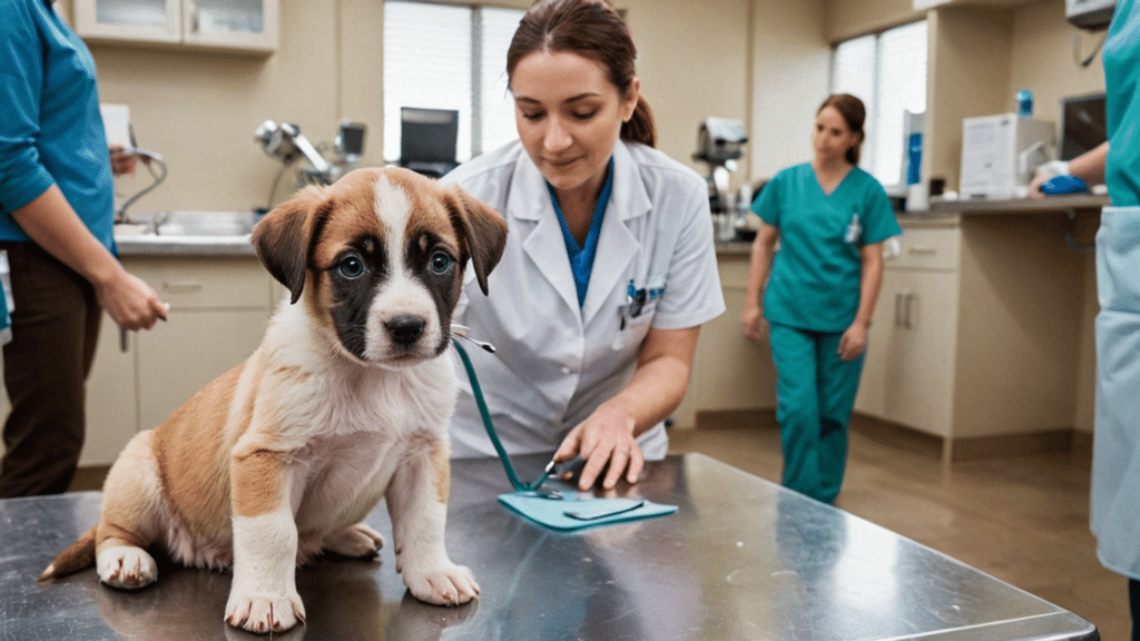 Puppy in the Vet Clinic ready for dental check up