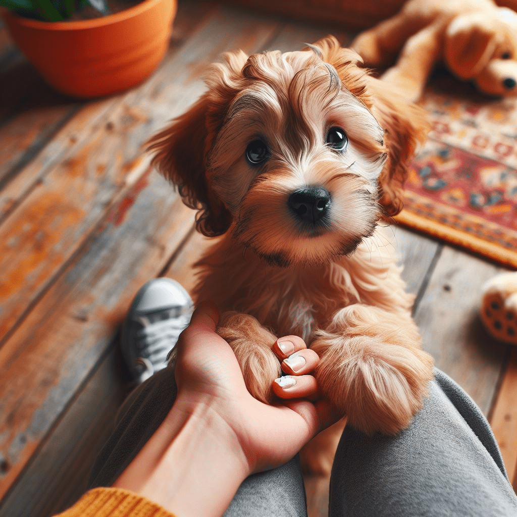 Puppy getting anxious before the owner ready to leave