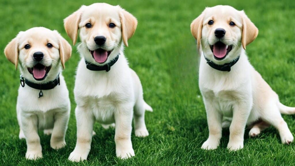 Puppies with happy faces