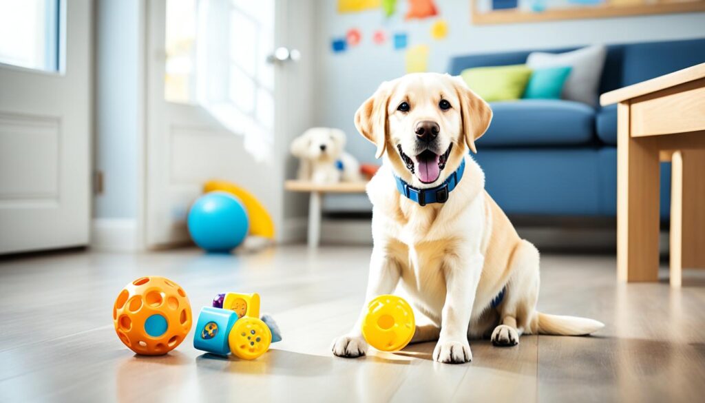 A playful Labrador Retriever pup sitting patiently while its owner rewards it with a treat for successfully following a command during training